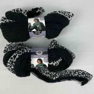 NIP Lot/2 Loops & Threads Florence Fabric Yarn “Black Animal” 16 Yards, Craft